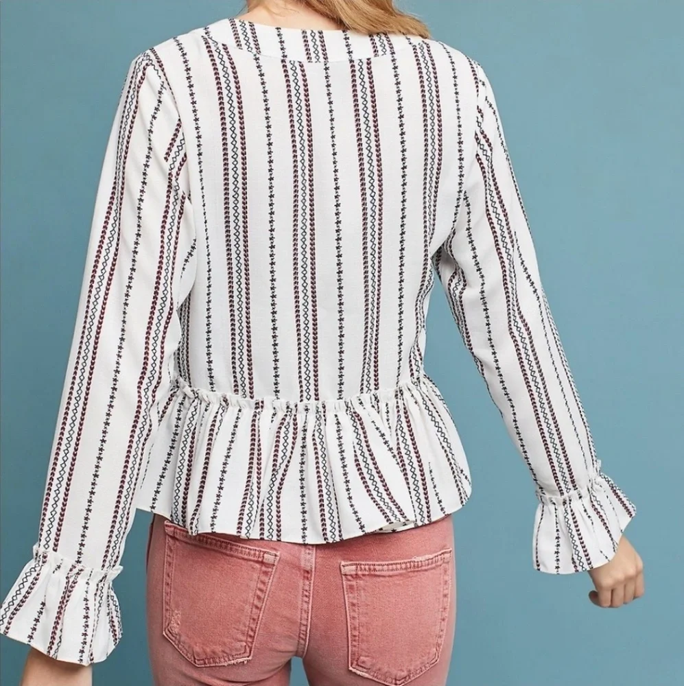 Chloe Oliver Anthropologie Dotted and Striped Top - Picture 3 of 6
